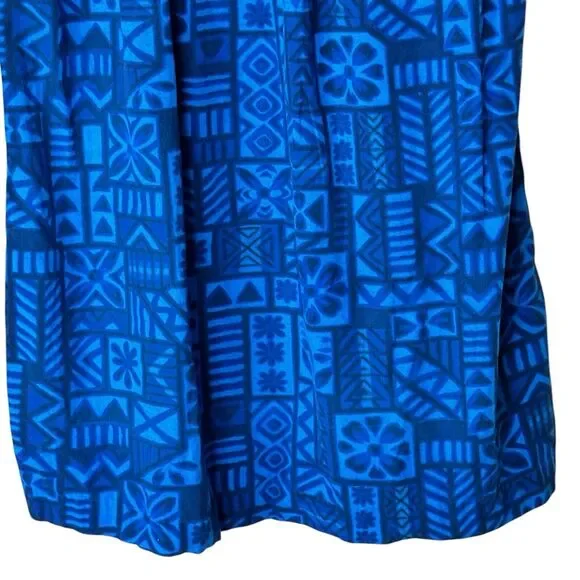 Vintage UI-Maikai hawaiian M dress Blue Muu Muu Sleeveless Midi dress - Picture 5 of 10
